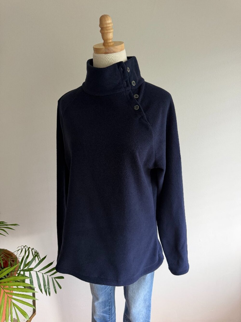 NWOT Talbots Navy Fleece Pullover Size Medium